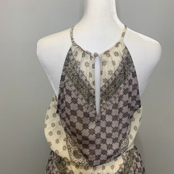 Lucky Brand Womens Halter Maxi Geometric Dress Boho Cottagecore - Picture 6 of 15
